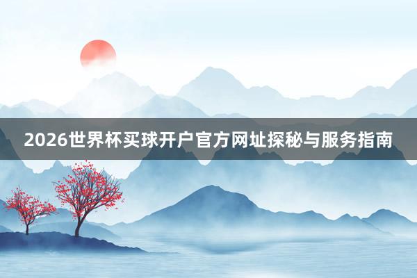 2026世界杯买球开户官方网址探秘与服务指南